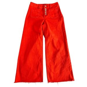 Cato Pants Wide Leg Button Fly Sz 2 Hot Orange Color Women's Crop High‎ Rise